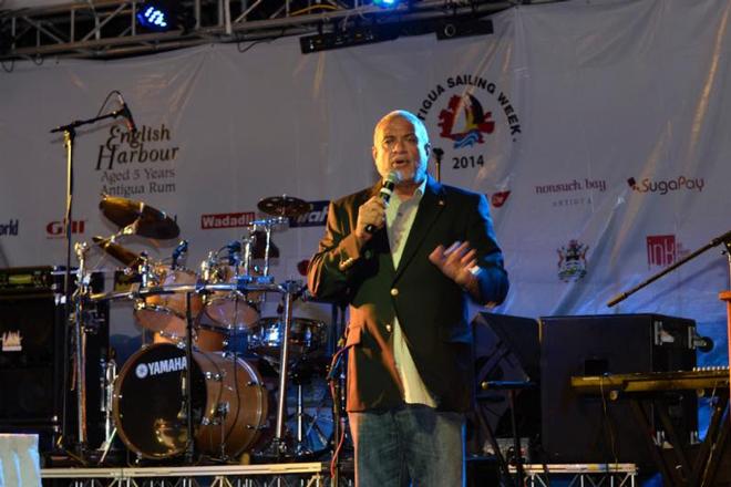 John Maginley, Minister of Tourism, Civil Aviation and Culture welcomed crews to Antigua Sailing Week © Ted Martin